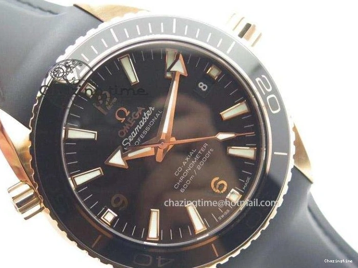 0301 Planet Ocean Professional Rose Gold Liquid Metal V6F 42mm On Black Rubber Strap A Vibrant 8266